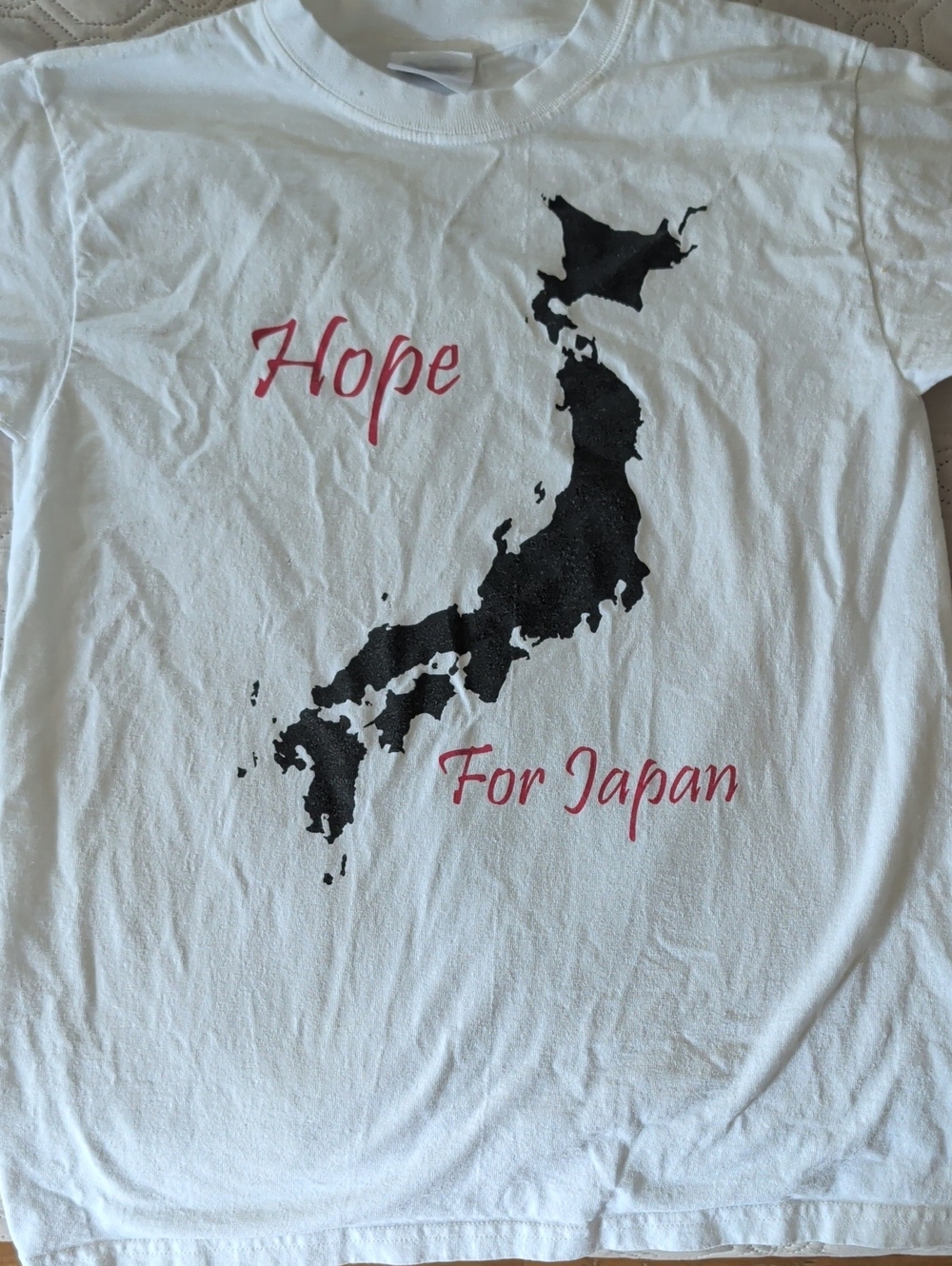 Port and Company White Tee with Black Japan Map and Pink 'Hope' Script